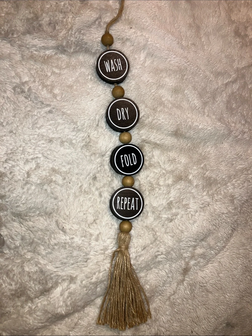 Neutral Brown 'Wash Dry Fold Repeat' Hanging Wall Decor